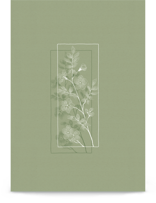 'Window Flower - Green' 21×30 cm Fine Art Print with No Frame - Spilt Art by Melbourne Artist Eryn Levey